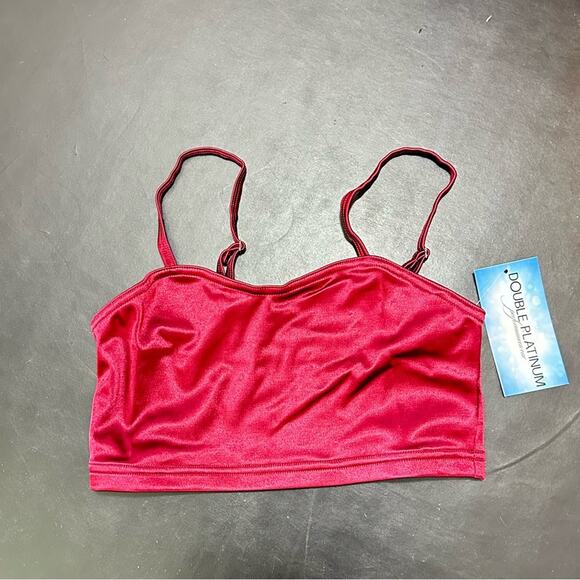 Double Platinum Performance Burgundy Satin Dance Set High Waist - NWT - adult AS - Picture 5 of 9